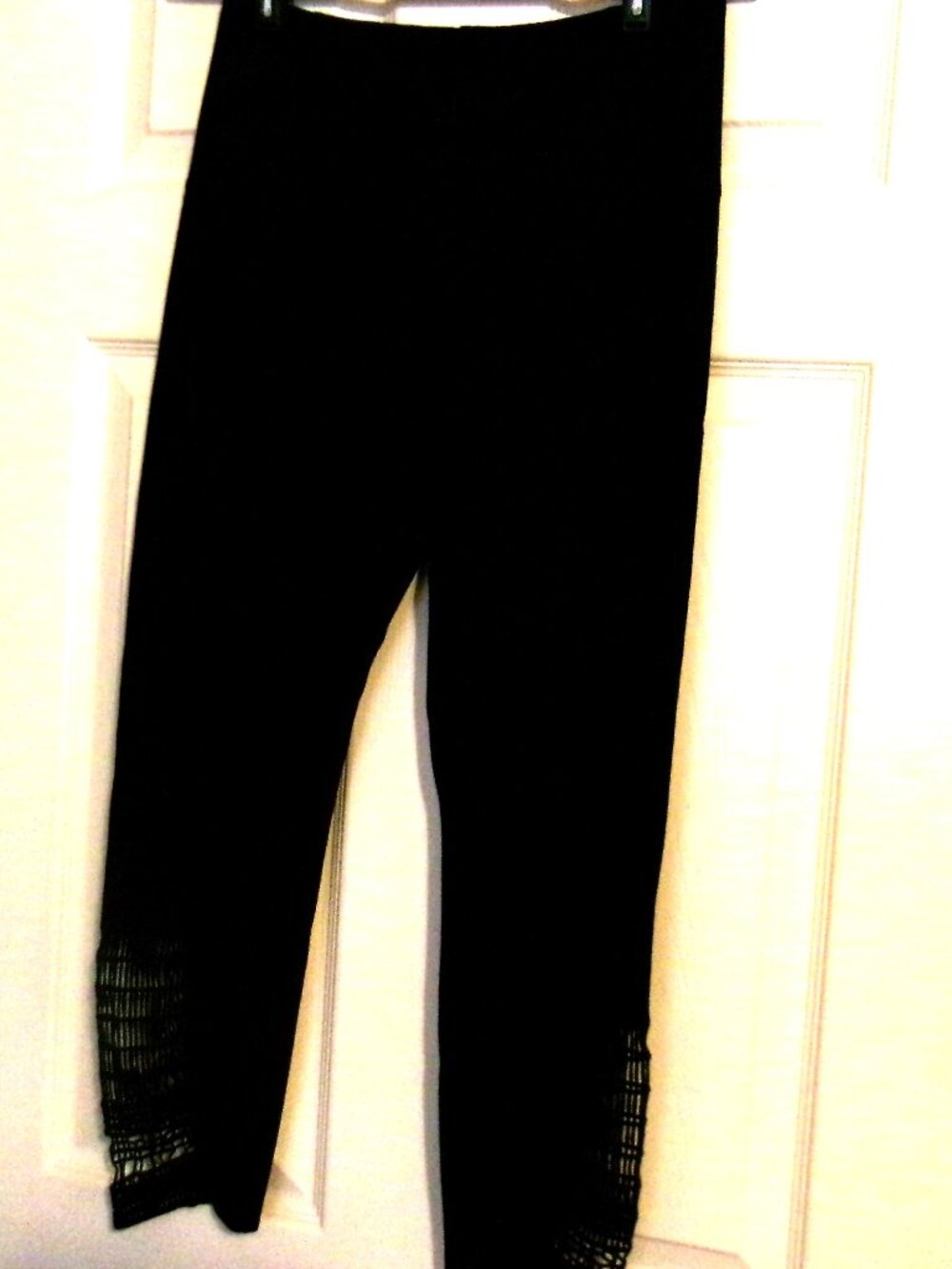 LYSSE Black Leggings With Open Weave At Lower Leg  Size M